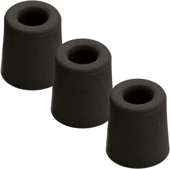 Benson Deurbuffers / deurstoppers rubbers - 3x - zwart - 70 x 40 mm - met schroefbevestiging