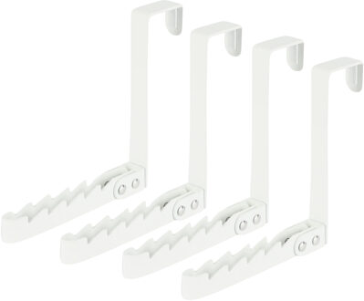 Benson Deurhaak inklapbaar - 4x - wit - metaal - ophanghaakjes - deurkapstok
