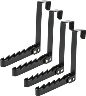 Benson Deurhaak inklapbaar - 4x - zwart - metaal - ophanghaakjes - deurkapstok