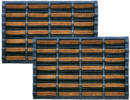 Benson Deurmat - 2x - rubber met kokos borstels - 40 x 60 cm - borstelmat buiten