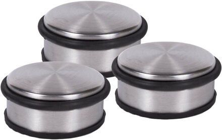 Benson Deurstopper - 3x - RVS - rond - 4,5 x 11 cm - 1 kg - deurstop - zilver