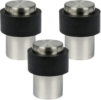 Benson Deurstopper - 3x - zilverkleurig - met schroef montage - H4 x D3 cm - deurbuffer