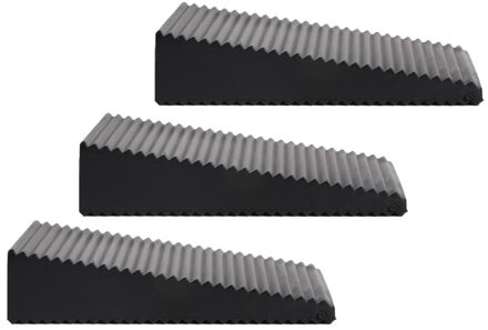 Benson Deurstopper - 3x - zwart - driehoek - rubber - 7 x 6 x 1,6 cm - deurwig
