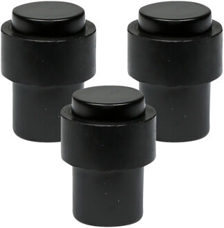 Benson Deurstopper - 3x - zwart - met schroef montage - H4 x D3 cm - deurbuffer