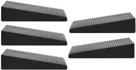 Benson Deurstopper - 5x - zwart - driehoek - rubber - 7 x 6 x 1,6 cm - deurwig