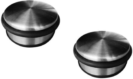 Benson Deurstopper - Pakket van 2x stuks - RVS - rond - 4,5 x 11 cm - 1 kg - deurstop - zilver