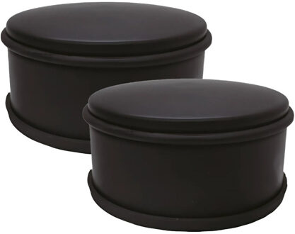 Benson Deurstopper voor binnendeuren - 2x - zwart - rond - 1,2 kg - 12 x 6 cm - met rubberen rand