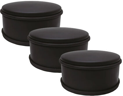 Benson Deurstopper voor binnendeuren - 3x - zwart - rond - 1,2 kg - 12 x 6 cm - met rubberen rand