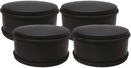 Benson Deurstopper voor binnendeuren - 4x - zwart - rond - 1,2 kg - 12 x 6 cm - met rubberen rand