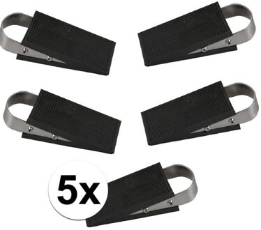 Benson Deurstopper/wig - 5x - rubber/RVS - 13 x 5 x 3 cm - deurklem - antislip onderkant
