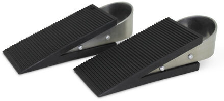Benson Deurstopwiggen - 2x - zwart - rubber - 13x5x3 cm - deurstopper