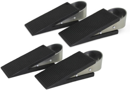 Benson Deurstopwiggen - 4x - zwart - rubber - 13x5x3 cm - deurstopper