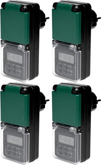 Benson Digitale tijdklok - 4x - zwart - spatwaterdicht - 230 Volt - buiten
