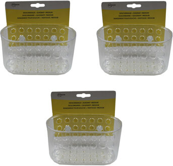 Benson Doucherekje - 3x - met zuignappen - transparant - 15,5 x 8 cm - badrekje