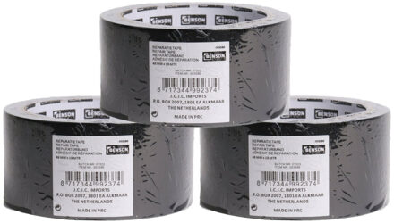 Benson ducttape/reparatietape universeel zwart 10 meter
