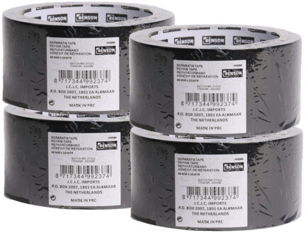 Benson ducttape/reparatietape universeel zwart 10 meter