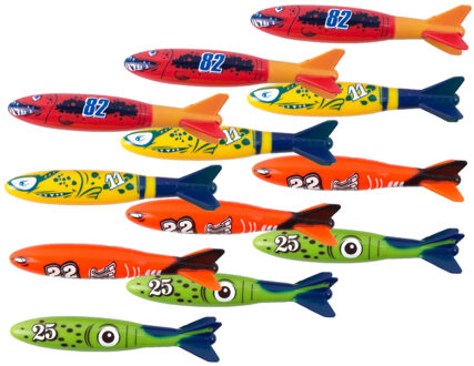 Benson Duikspeelgoed torpedos - 12-delig - gekleurd - kunststof