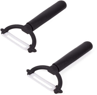 Benson Dunschiller - 2x - zwart/wit - keramiek/kunststof - 12,5 cm - aardappelschiller