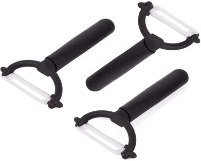 Benson Dunschiller - 3x - zwart/wit - keramiek/kunststof - 12,5 cm - aardappelschiller