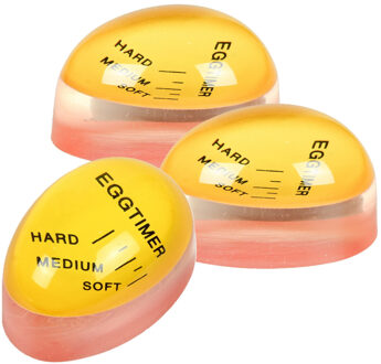 Benson Eierwekker - 3x - rood/geel - siliconen - kookwekker eieren - zacht/medium/hard - 6 x 4 cm