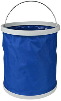 Benson Emmer opvouwbaar - 11 L - blauw/wit - kunststof en rubber - camping emmer