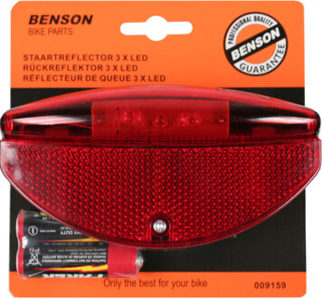 Benson Fiets achterlicht / staartreflector fietsverlichting 3x LED universeel Rood