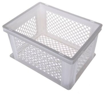 Benson Fietskrat - wit - lichtgewicht - 40x30x22 cm - melkkrat - Fietsmand