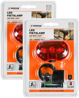 Benson Fietslamp - 2x - LED - rood - waterbestendig - incl. batterijen