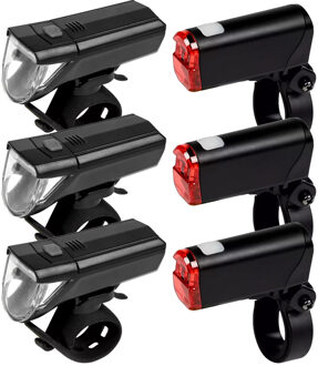 Benson Fietslamp LED set - 3x - voor / achterlicht - waterbestendig IPX4 - inclusief batterijen