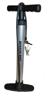 Benson Fietspomp - zilver - 5 bar - 60 cm - Dunlop/Franse/Autoventielen - Fietspompen Zwart