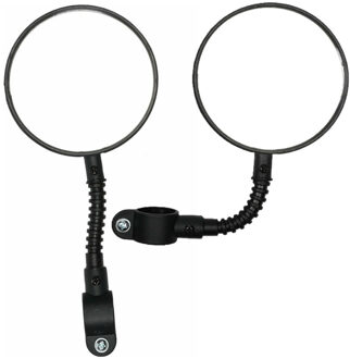 Benson Fietsspiegel - 2x - D8 cm - flexibel - met reflector - zwart - rond