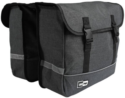 Benson Fietstas dubbel - grijs - 35L - 36 x 34 x 14 cm - canvas - klittenbandsluiting
