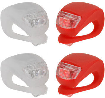 Benson fietsverlichting/fietslampjes set - 4x - LED - siliconen - voor en achter licht