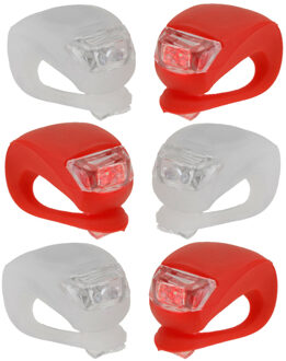 Benson fietsverlichting/fietslampjes set - 6x - LED - siliconen - voor en achter licht