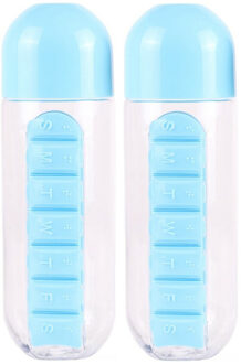 Benson Fles - 2x - medicijnen doos/pillendoos - 600 ml - 7-vaks - 23 cm