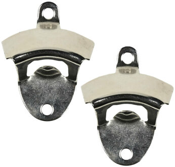 Benson Flessenopener muur - 2x - RVS - 8,5 x 5,5 cm - kroonkrukflessen opener