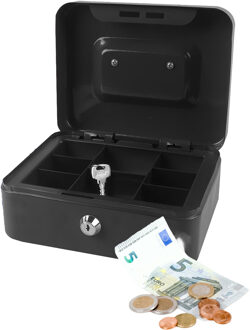Benson Geldkistje/kluisje met slot - zwart - 20 cm - metaal - incl 2 sleutels