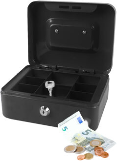 Benson Geldkistje/kluisje met slot - zwart - 25 cm - metaal - incl 2 sleutels