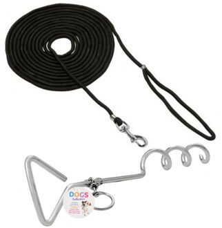 Benson Hondenlijn - incl. aanlegspiraal - 15 meter - metaal/nylon - zoeklijn hond - grondpen