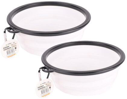 Benson Hondenvoerbak - 2x - drinkbak - D19 cm - opbouwbaar - wit - kattenvoerbak