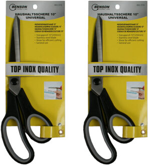 Benson huishoud/keukenschaar - 2x - zwart/grijs - rvs/kunststof - 25 cm