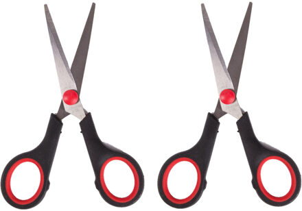 Benson huishoud/keukenschaar - 2x - zwart/rood - rvs/kunststof - 13 cm