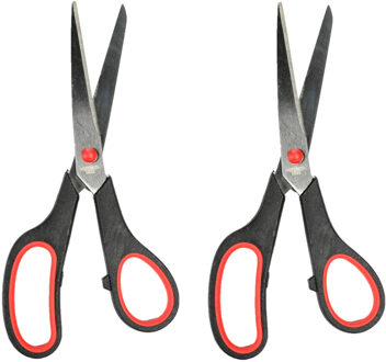 Benson huishoud/keukenschaar - 2x - zwart/rood - rvs/kunststof - 22 cm - Keukenscharen