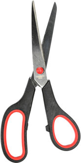 Benson huishoud/keukenschaar - zwart/rood - rvs/kunststof - 22 cm - Keukenscharen