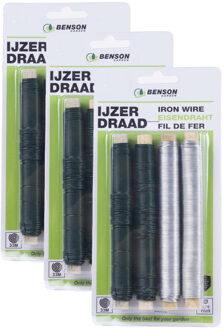 Benson IJzerdraad - 3x - 4 delig - 0.7 mm x 30 m - geplastificeerd - verzinkt staal - binddraad