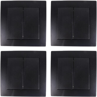 Benson Inbouw wisselschakelaar dubbel - 4x - zwart - 250V 10A - WCD