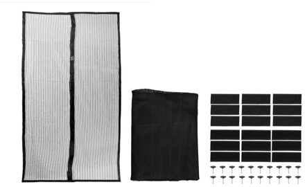 Benson Insecten deur hor/gordijn - zwart - magnetisch - polyester - 100 x 210 cm - Deurhorren