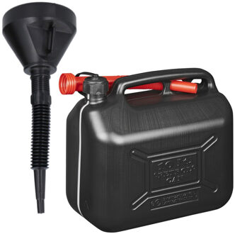 Benson Jerrycan met trechter - 10 liter - zwart - voor diesel en benzine - brandstof