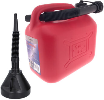 Benson Jerrycan rood voor brandstof van 5 liter met een handige grote trechter