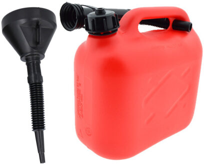Benson Jerrycan rood voor brandstof van 5 liter met een handige grote trechter
